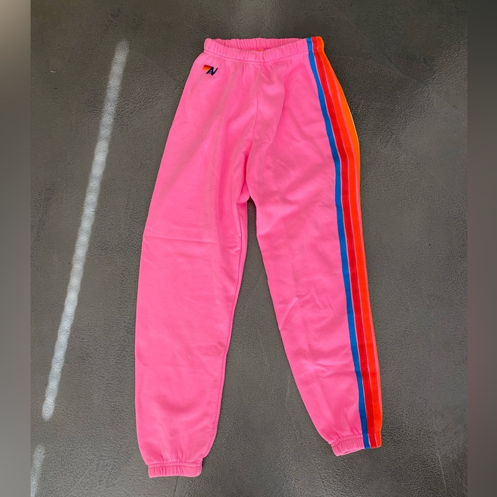 AV Nation Neon Pink Neon 5 Stripe Sweatpants
